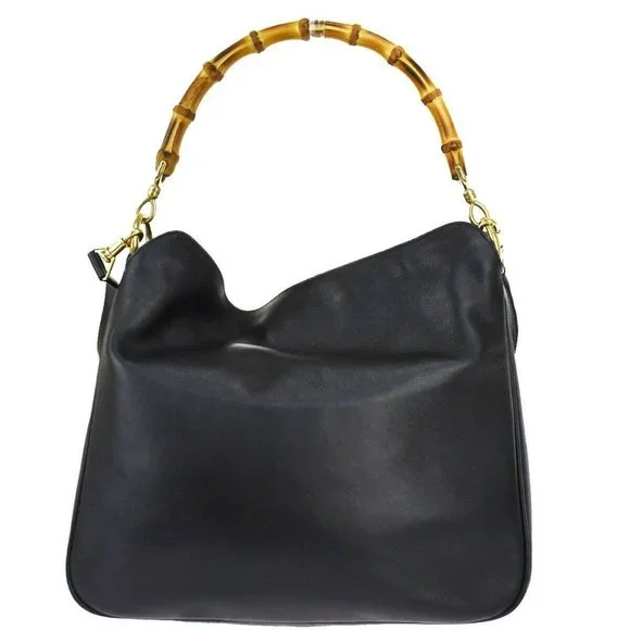 Auth Gucci Bamboo 2Way Hand Bag Black #34238G14B - Picture 2 of 10